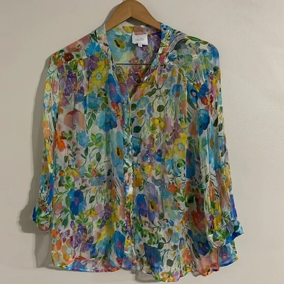 JADE Bunni from Johnny Was Floral silk blouse large - Picture 2 of 9